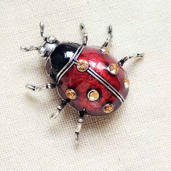 Anthropologie Jewelry - Vintage Ladybug Red Brooch